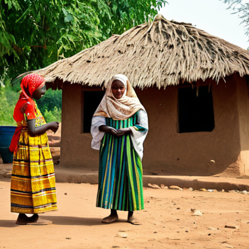 Village Life**

"A family-friendly scene of a traditional Burkinabé village. Villagers are dressed in colorful, modest clothing, participating in daily activities like farming and crafting. Children are playing safely. The scene takes place in the golden light of late afternoon. Fully clothed, appropriate attire, safe for work, perfect anatomy, natural proportions, professional, modest, family-friendly, high quality."

**