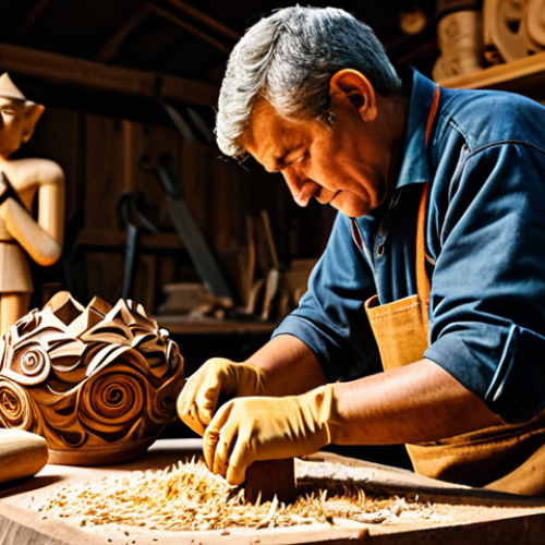 Home 23 부르키나파소에서 관광객에게 추천하는 액티비티 - Artisan at Work**
"A skilled artisan in a workshop, crafting a wooden sculpture with traditional to...