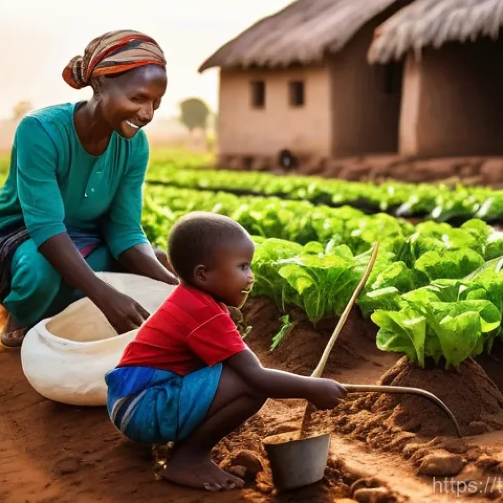 부르키나파소에서 인기 있는 직업군 - **Prompt:** A vibrant scene in a rural Burkinabé village, depicting a multi-generational family (par...