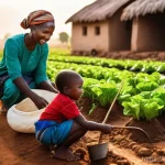 Home 9 부르키나파소에서 인기 있는 직업군 - **Prompt:** A vibrant scene in a rural Burkinabé village, depicting a multi-generational family (par...