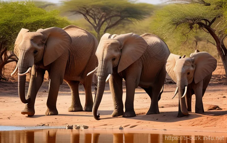 부르키나파소에서 즐길 수 있는 사파리 투어 - **Prompt 1: Serene Elephant Gathering at Nazinga**
A wide-angle, cinematic photograph captures a...